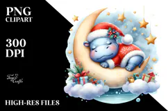 Vibrant Cute Baby Hippo Dressed for Christmas Product Image 2