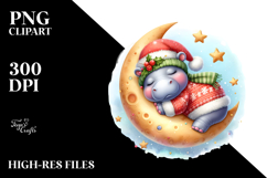 Vibrant Cute Baby Hippo Dressed for Christmas Product Image 2