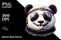Panda Smiling Sunglasses Tongue | Clipart Product Image 1