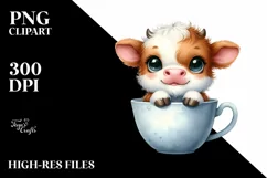Cute Baby Highland Cow Smiling Cup | Clipart Product Image 1