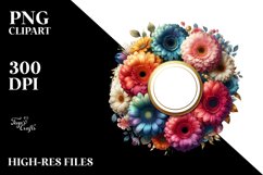 Abstract Colorful Gerbera Gold Foil Watercolor Clipart Product Image 1