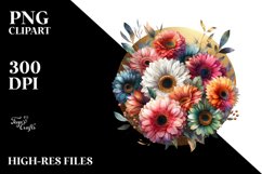 Colorful Gerbera Round Frame Clipart Product Image 3