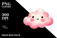 Smiling Pinkish Cloud Watercolor PNG Product Image 2