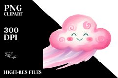 Smiling Pinkish Cloud Watercolor PNG Product Image 2