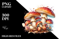 Detailed Pastel Glossy Mushroom,Watercolor Splash PNG Product Image 1