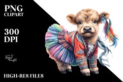 Colorful Baby Highland Cow in Varsovienne Dancer&#039;s Attire, Product Image 1