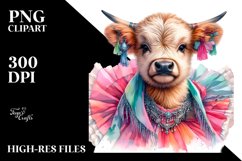 Colorful Baby Highland Cow in Varsovienne Dancer&#039;s Attire, Product Image 3