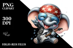 Cute Baby Elephant with Rocker Look PNG Product Image 2