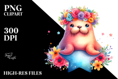 Cartoon-style Watercolor Walrus, Transparent PNG Product Image 2