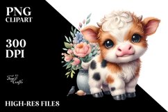 Smiling Baby Highland Cow in a Vase | Clipart Product Image 1
