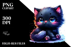 Cute Baby Black Cat PNG Product Image 2