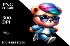 Cute Baby Bear Dancing, Vibrant Drawing PNG Product Image 3