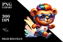 Cute Baby Bear Dancing, Vibrant Drawing PNG Product Image 2