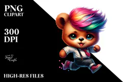 Cute Baby Bear Dancing, Vibrant Drawing PNG Product Image 2