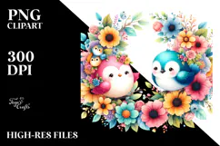 Colorful Bird, Flowers PNG Product Image 2