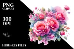 Vibrant Watercolor with Pink Roses | Clipart Product Image 3