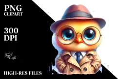 Crazy Eyes Baby Chicken in Trench Coat, Transparent PNG Product Image 2