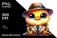 Crazy Eyes Baby Chicken in Trench Coat, Transparent PNG Product Image 2
