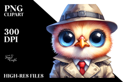 Crazy Eyes Baby Chicken in Trench Coat, Transparent PNG Product Image 2