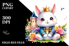 Vibrant Baby Rabbit with Tiny Castle PNG Product Image 2