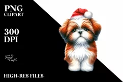 Shih Tzu with Christmas Decorations PNG Product Image 3