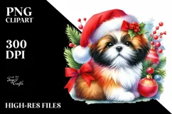 Shih Tzu with Christmas Decorations PNG Product Image 3