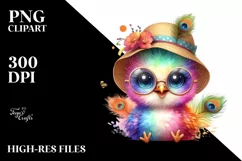 Colorful Layered Baby Peacock with Sun es | Clipart Product Image 1
