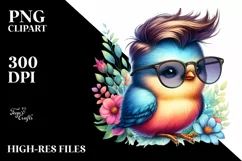 Cute Baby Bird Playing, Vibrant Drawing PNG Product Image 1