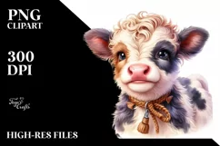 Smiling Baby Highland Cow | Clipart Product Image 1
