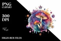 Colorful Magical Celestial Astral Mushroom | Clipart Product Image 1