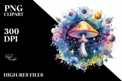 Colorful Magical Celestial Astral Mushroom | Clipart Product Image 3