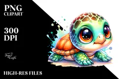 Energetic Baby Turtle with Big Eyes PNG Product Image 2