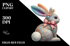 Colorful Vintage Bunny Sitting PNG Product Image 2