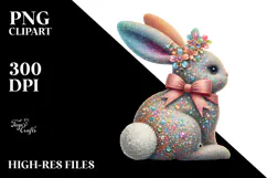 Colorful Vintage Bunny Sitting PNG Product Image 2
