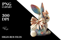 Colorful Vintage Bunny Sitting PNG Product Image 2