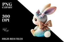 Colorful Vintage Bunny Sitting PNG Product Image 2