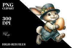 Goofy Bunny Running with Eggs PNG Product Image 2