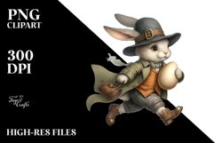 Goofy Bunny Running with Eggs PNG Product Image 2