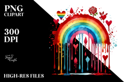 Colorful Washed Rainbow with Blood and Hearts, Transparent Product Image 2