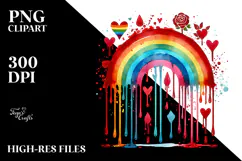 Colorful Washed Rainbow with Blood and Hearts, Transparent Product Image 2