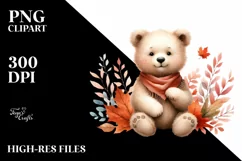 Funny Baby Bear Autumn Leaves | Sublimation | Clipart Product Image 3