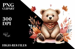 Funny Baby Bear Autumn Leaves | Sublimation | Clipart Product Image 3