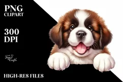 Funny Smiling Baby Saint Bernard Watercolor Clipart Product Image 1