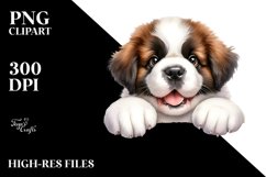 Funny Smiling Baby Saint Bernard Watercolor Clipart Product Image 1