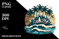 Retro Tropical Island Surf | Sublimation | Clipart Product Image 1