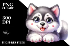 Happy Baby Siberian Husky PNG Product Image 2