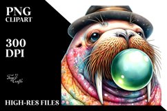 Colorful Walrus Chewing Gum | Sublimation Clipart Product Image 3