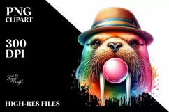 Colorful Walrus Chewing Gum | Sublimation Clipart Product Image 3