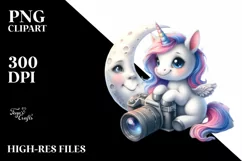 Baby Unicorn Photographing on the Moon Product Image 3