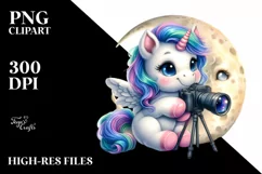 Baby Unicorn Photographing on the Moon Product Image 3
